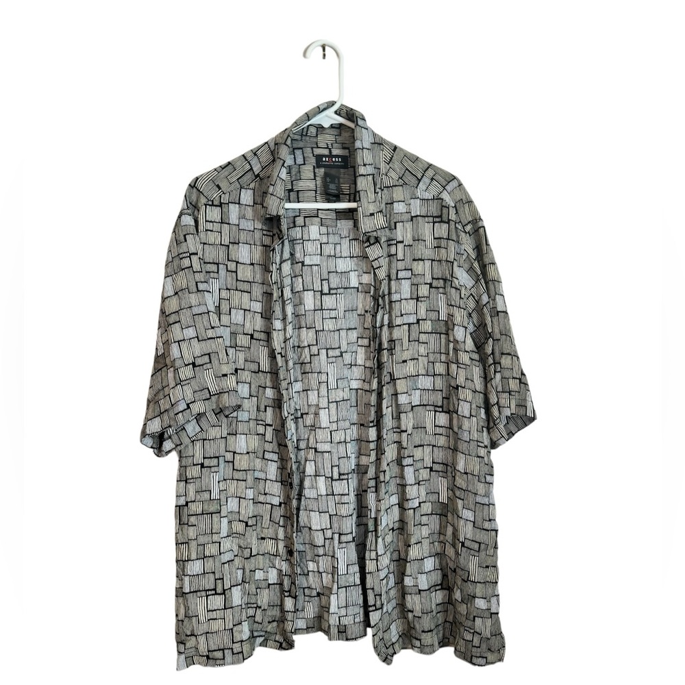 Axcess Black & Grey Button Down Shirt Size XL